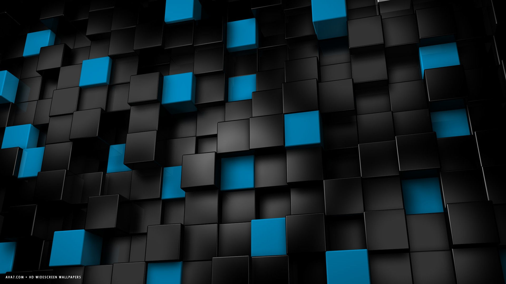 3d abstract blocks cubes black blue hd widescreen wallpaper