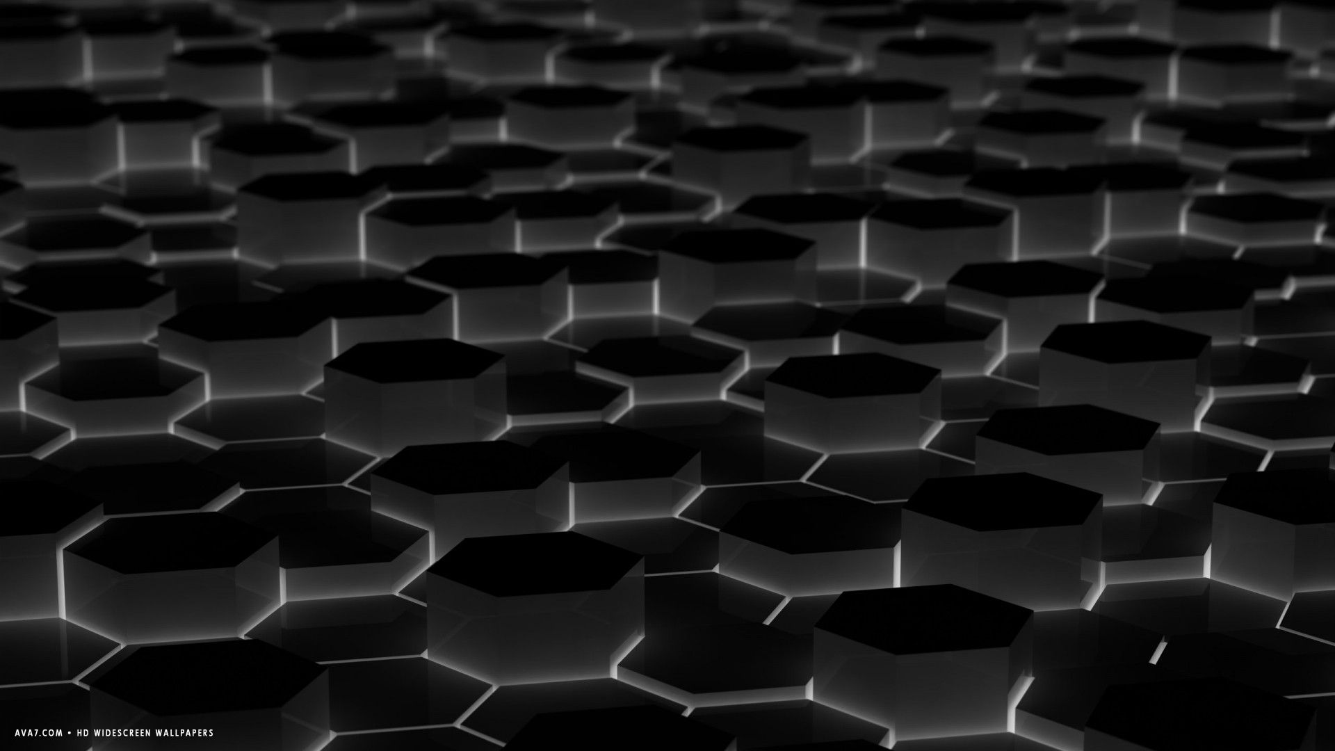 3d black hexagon cells perspective hd widescreen wallpaper