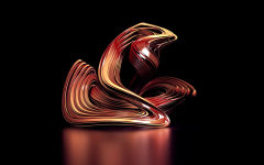 3d sculpture red abstract shape