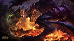 league of legends game lol riven versus shyvana monster fire battle