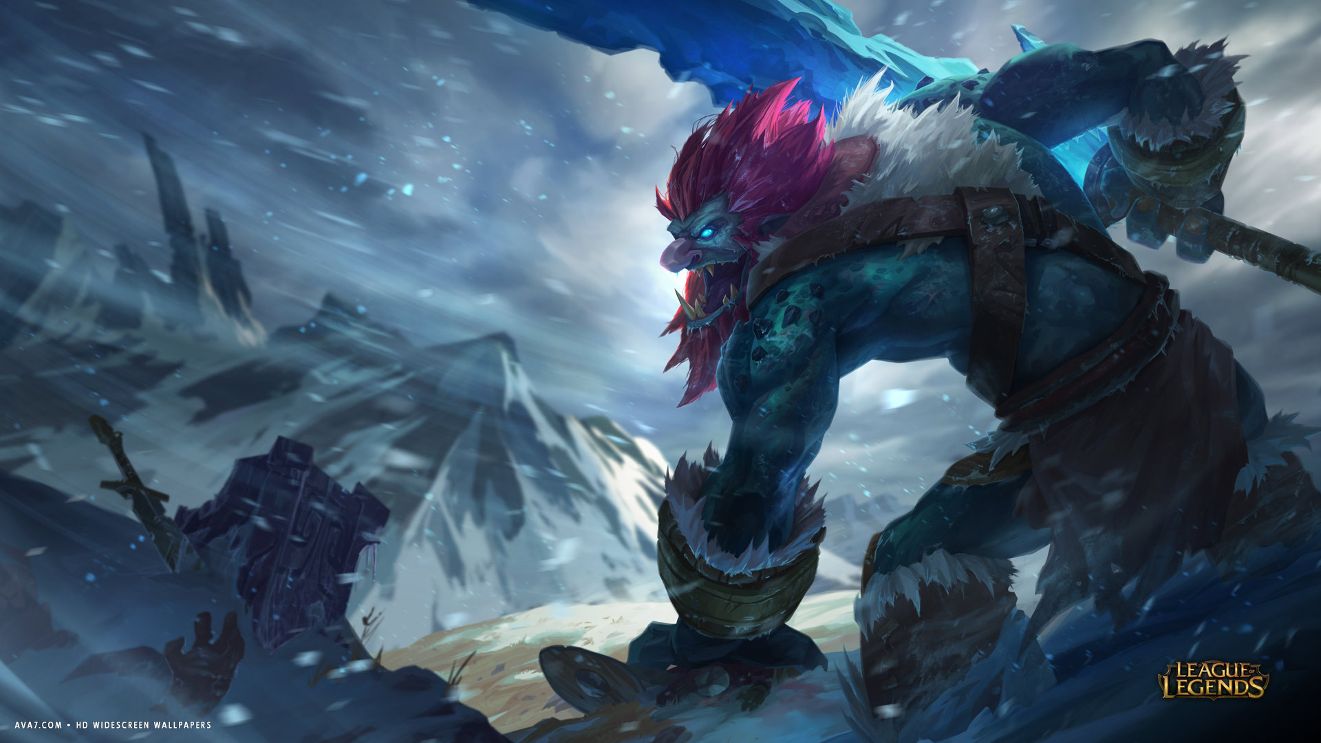 league of legends game lol trundle monster battle hd widescreen wallpaper