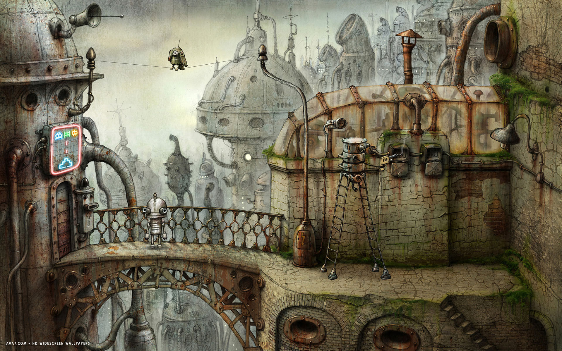 parrot robots machinarium game hd widescreen wallpaper