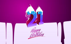 happy birthday 21st cakes purple vector artistic