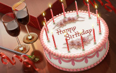 happy birthday cake candles wine romantic