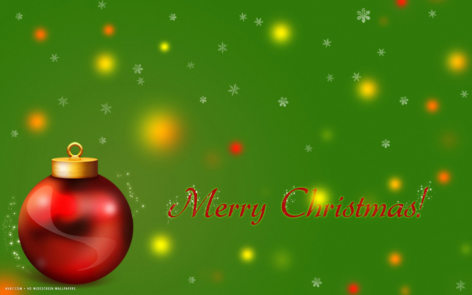 merry christmas red tree ball stars snowflakes green holiday hd widescreen wallpaper