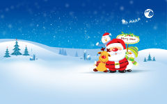 merry xmas christmas landscape vector santa rudolph snowman holiday