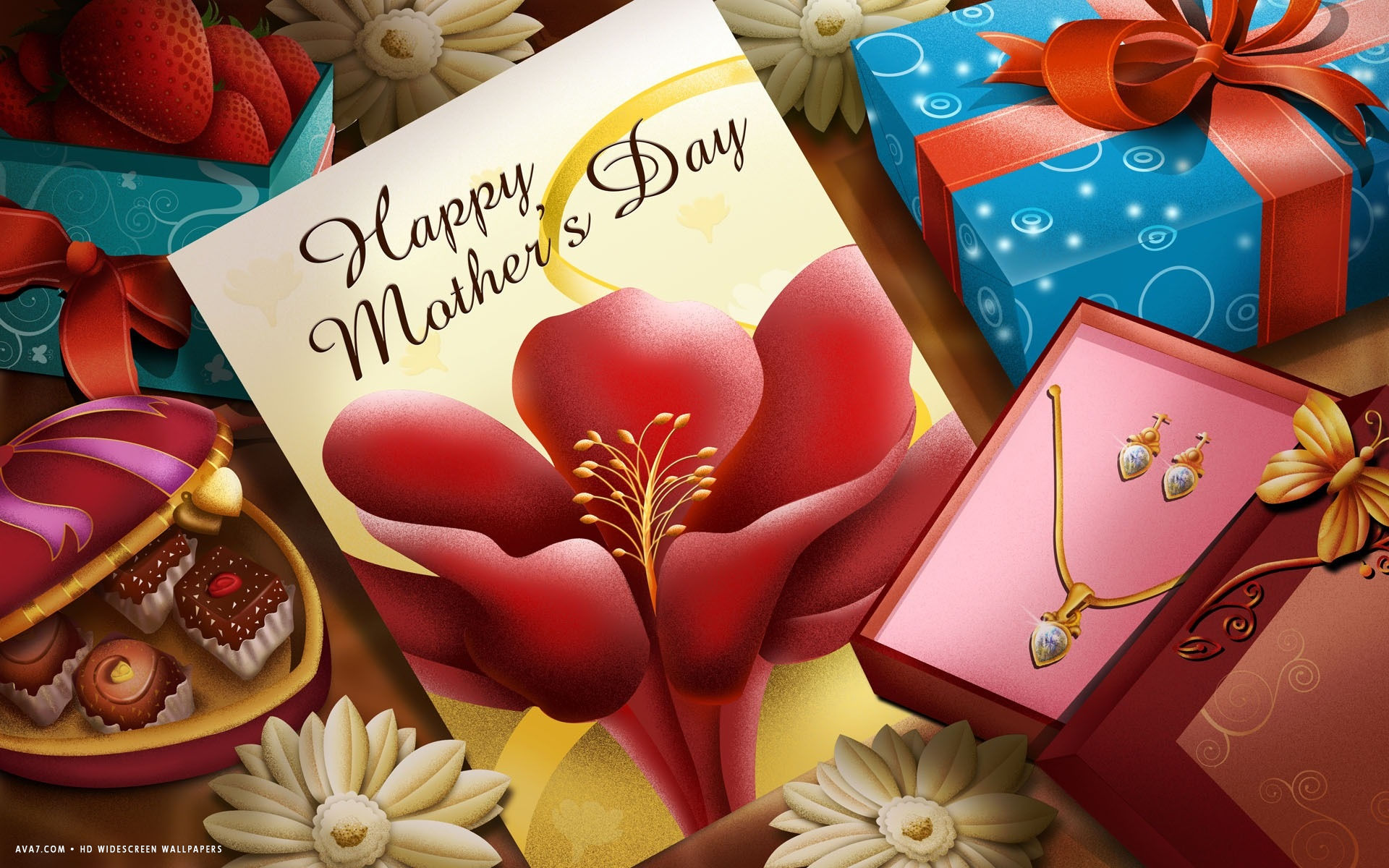 happy mothers day card gifts cakes jewelry holiday hd widescreen wallpaper
