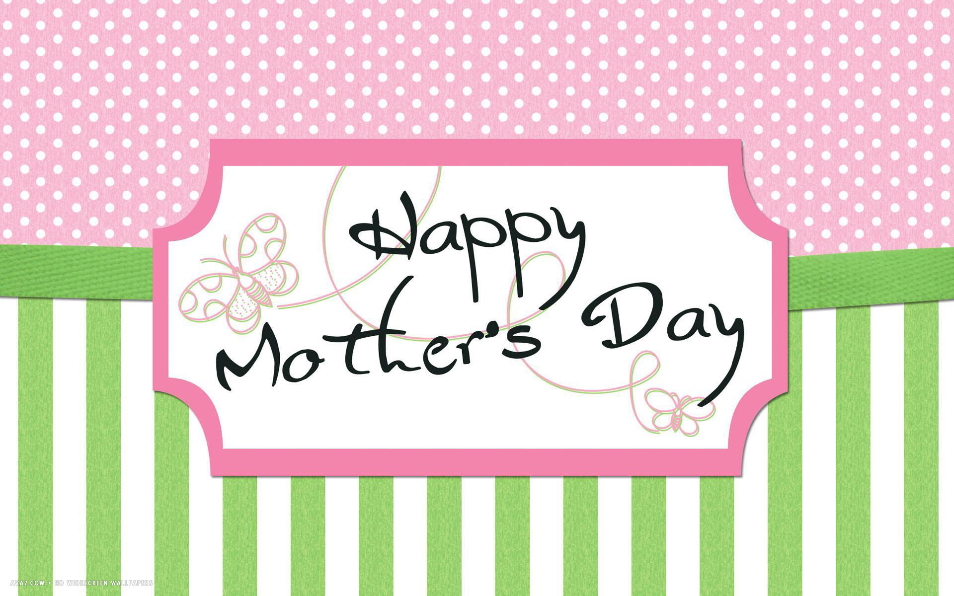 happy mothers day green pink dots stripes butterflies vector holiday hd widescreen wallpaper