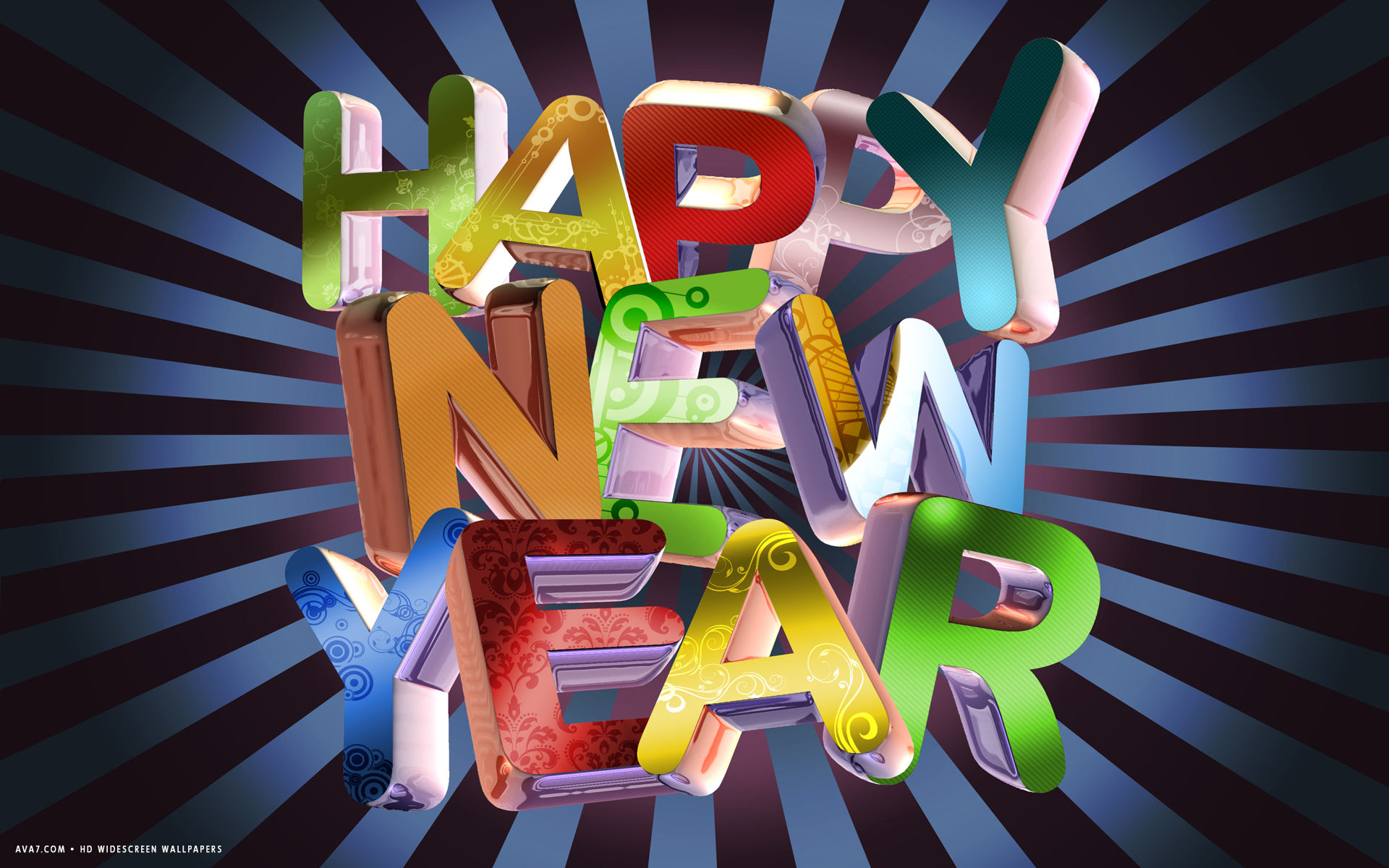 happy new year colorful 3d letters text holiday hd widescreen wallpaper