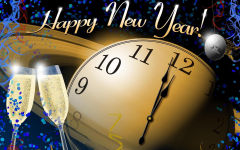 new year midnight clock greetings champagne celebration space holiday