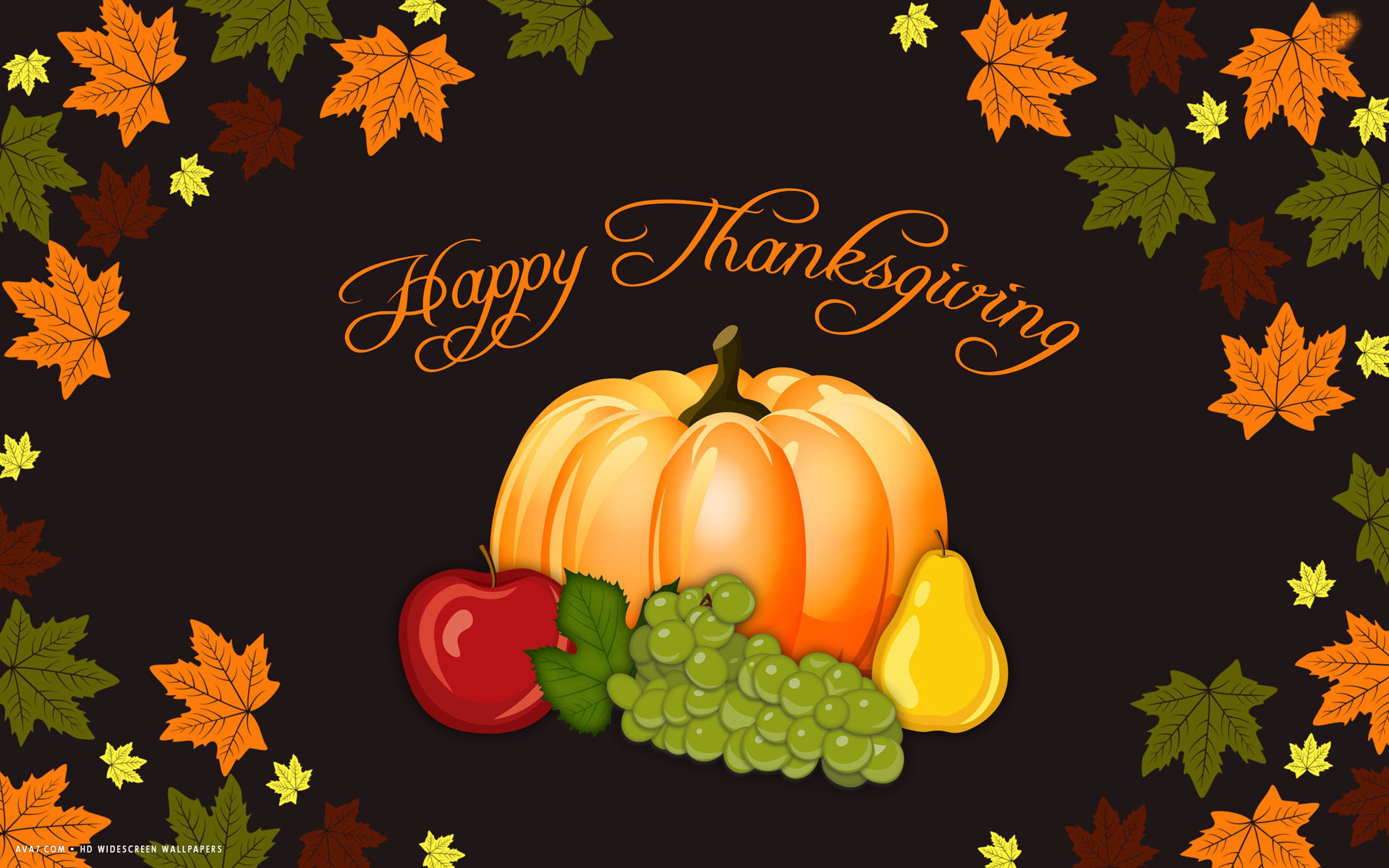 happy thanksgiving day vector art pumpkin autumn leaves holiday hd widescreen wallpaper