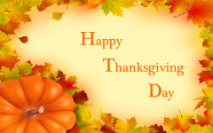 happy thanksgiving day wishes pumpkin yellow red leaves holiday