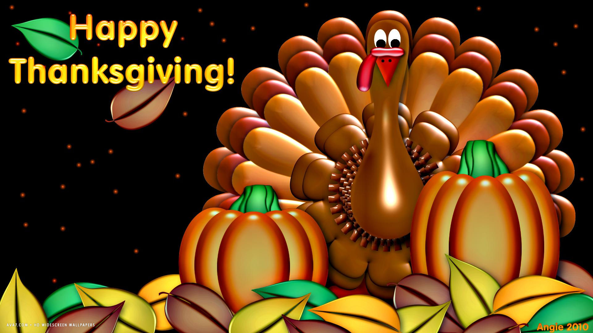 happy thanksgiving turkey pumpkin artistic holiday hd widescreen wallpaper