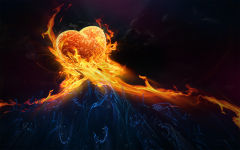 heart hot fire flames hands abstract burning