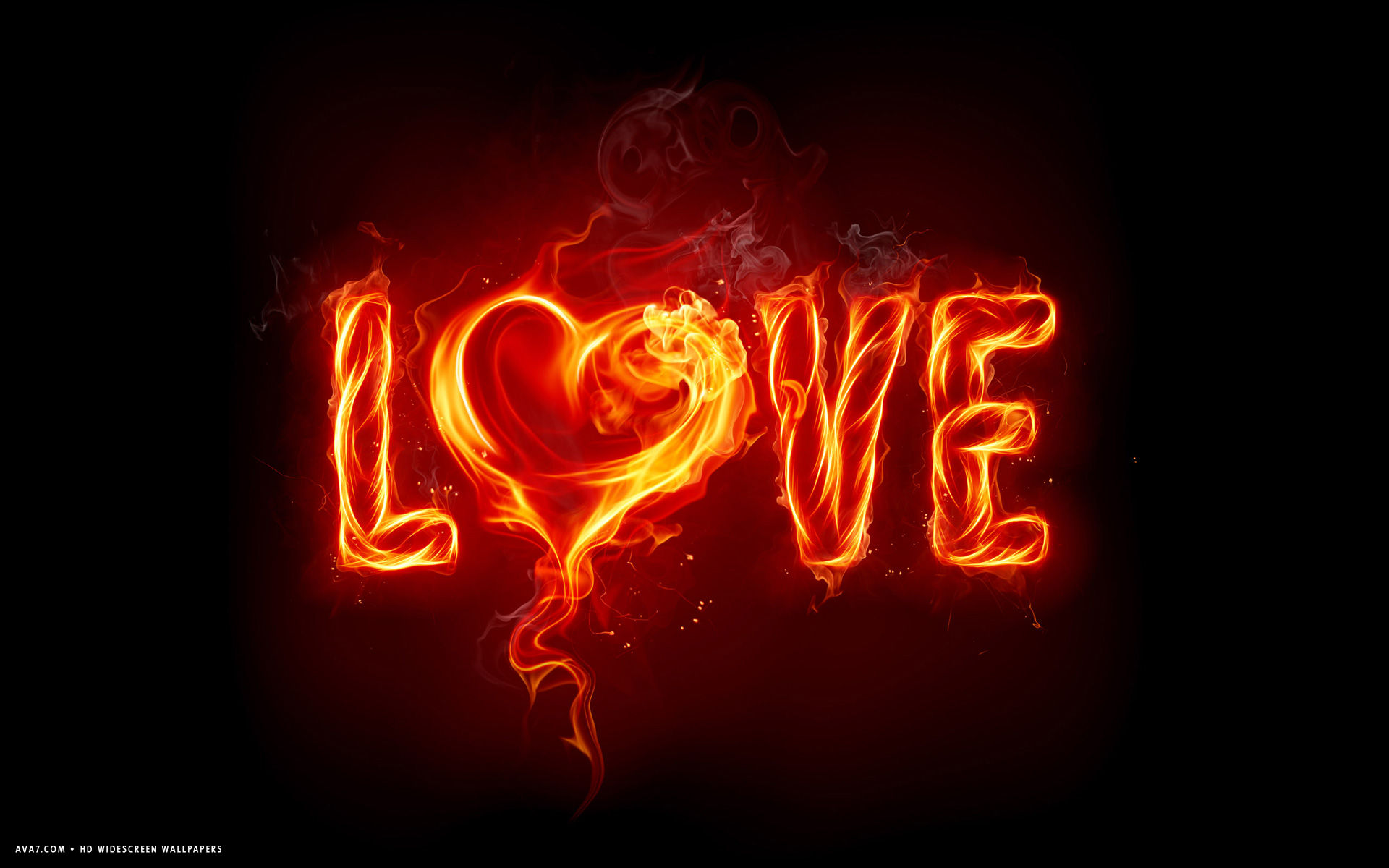 love word burning heart hot hd widescreen wallpaper