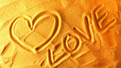 love word letters writing sand heart beach