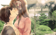 romantic kiss anime love couple kissing girl