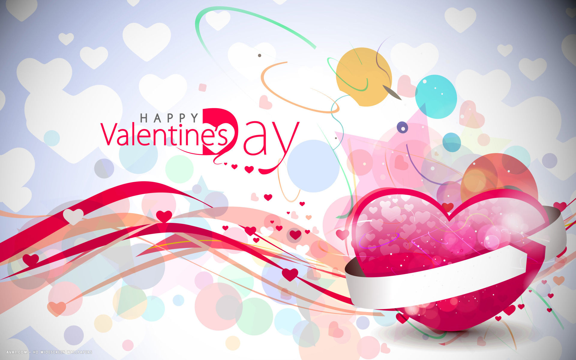 valentines day happy abstract hearts colorful love hd widescreen wallpaper