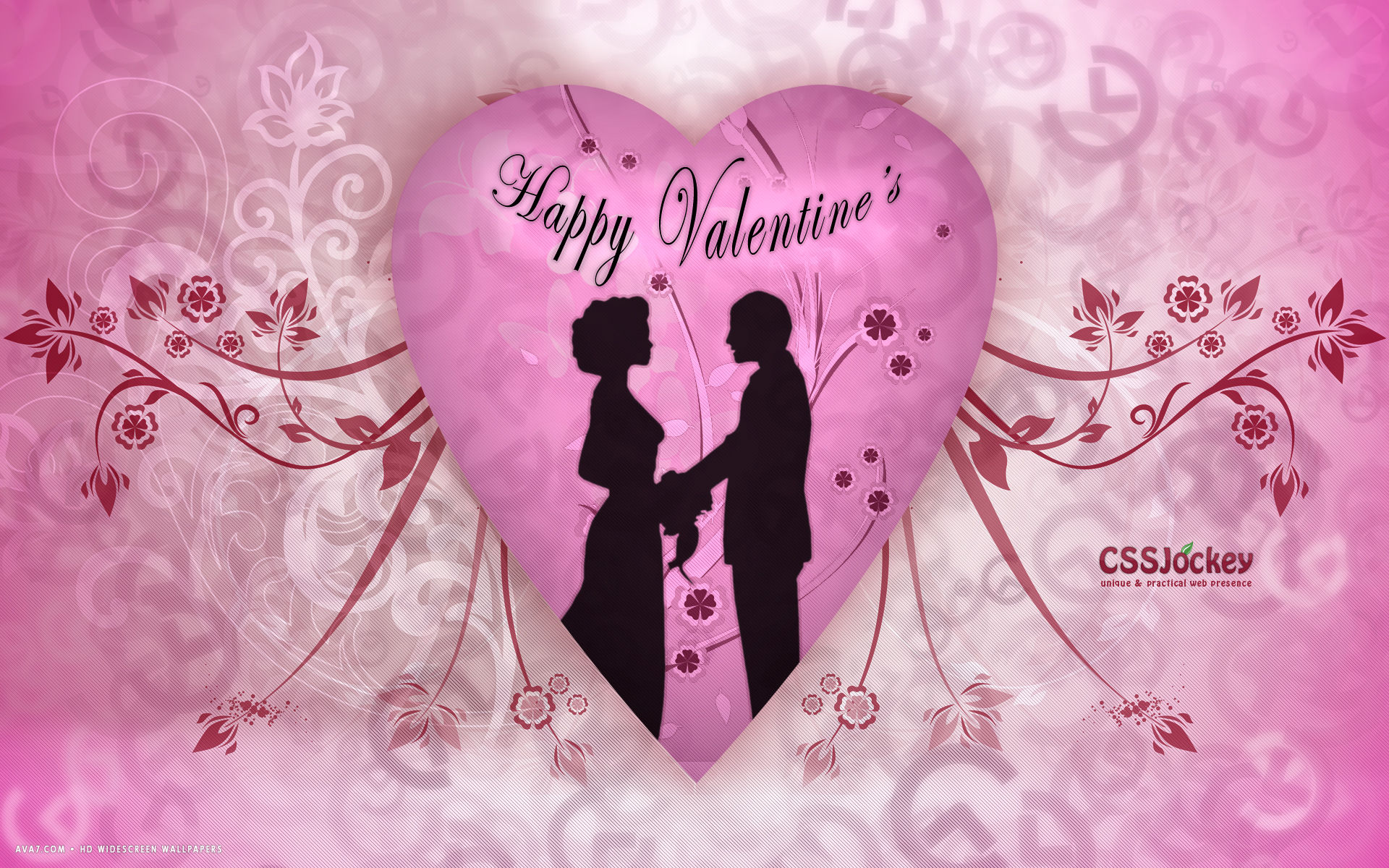 valentines day happy couple pink heart flowers vector love romantic hd widescreen wallpaper